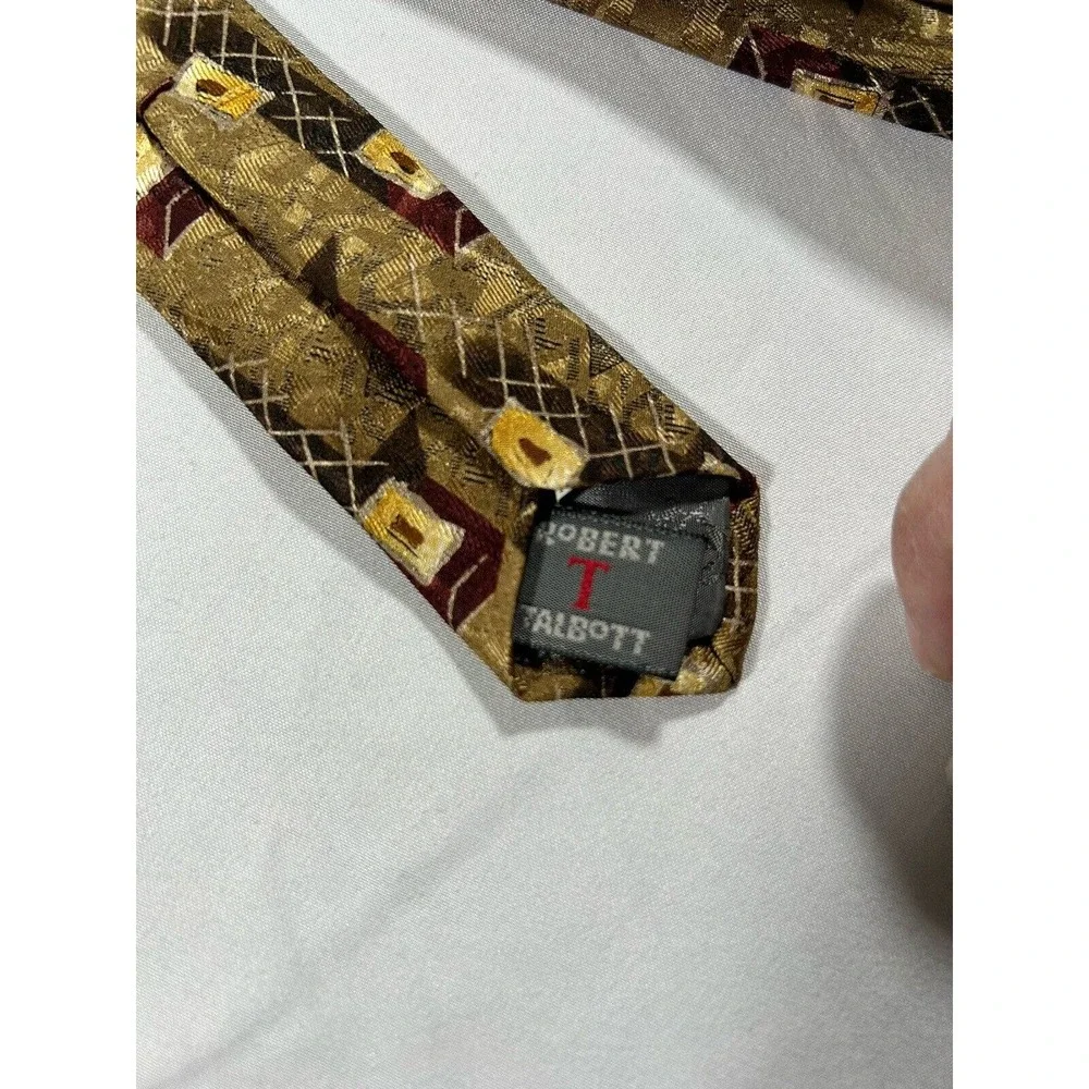 Vintage Robert Talbott Geometric 100% Silk Tie Hand Sewn Made In USA